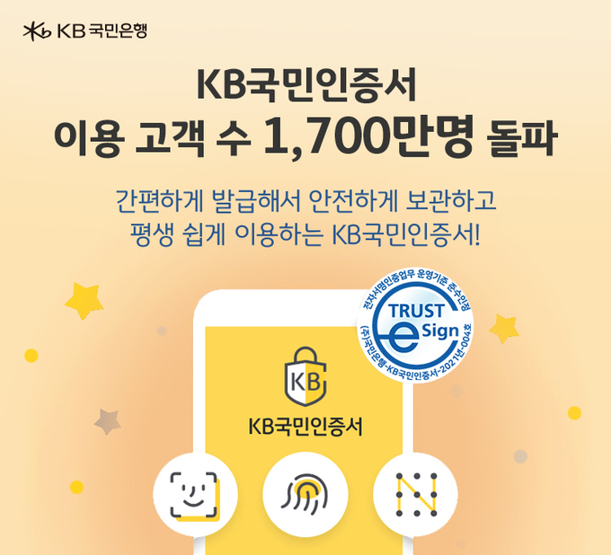 KB국민인증서가 이용 고객 수 1700만명을 넘어섰다