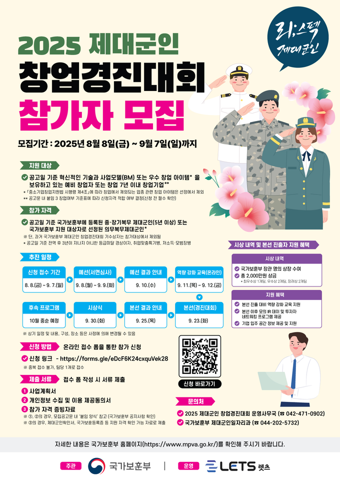 2025년 제대군인 창업 경진대회 포스터