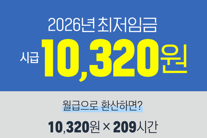 2026년 최저임금 시간당 10,320원 확정… 월 215만 원 수준으로 인상